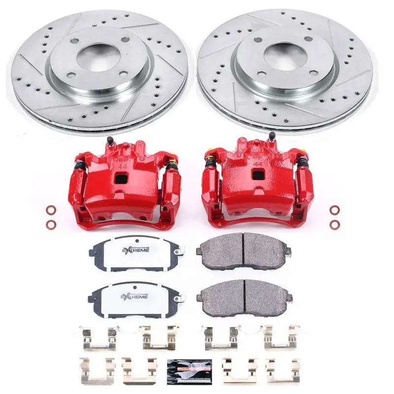 Power Stop 07-12 Nissan Sentra Front Z26 Street Warrior Brake Kit W/Calipers 1