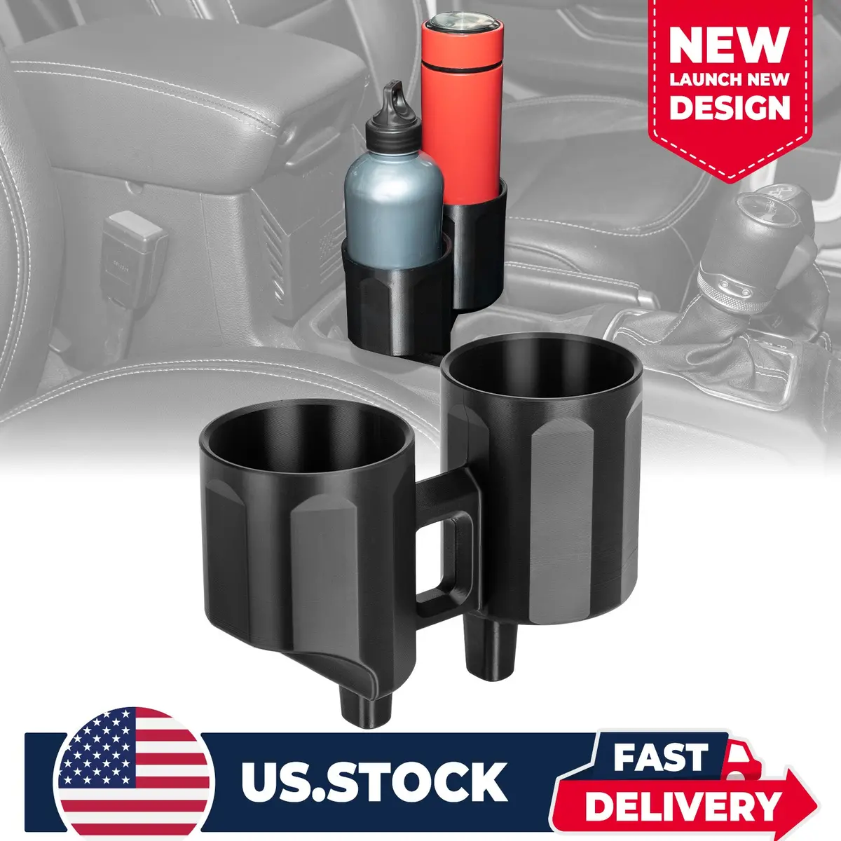 The Original Double 3Rd Cup Holder For Jeep Jl & Gladiator 1