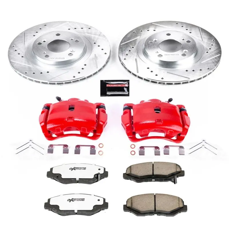 Power Stop 12-15 Honda Civic Front Z26 Street Warrior Brake Kit W/Calipers 1
