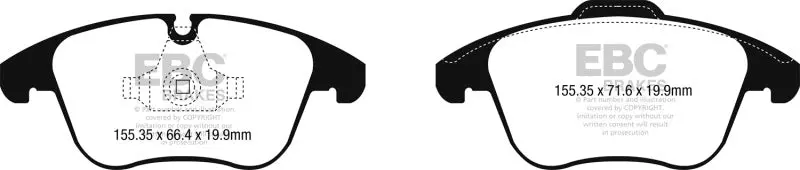 Ebc 2016+ Jaguar Xe-Type 2.0T Ultimax2 Front Brake Pads (Use W/ 12.4In Rotors) 1