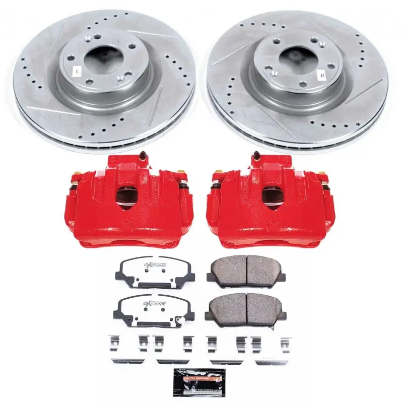 Power Stop 10-16 Hyundai Genesis Coupe Front Z26 Street Warrior Brake Kit W/Calipers 1