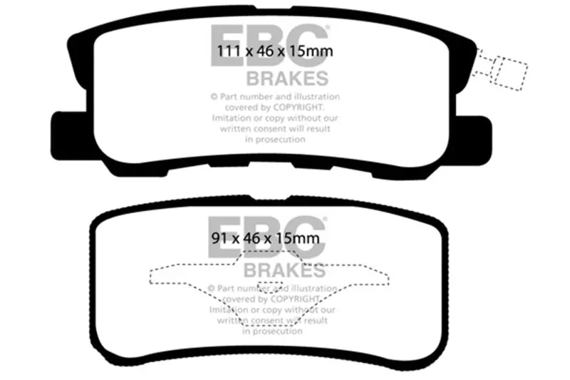 Ebc 11-14 Chrysler 200 3.6 Ultimax2 Rear Brake Pads 1