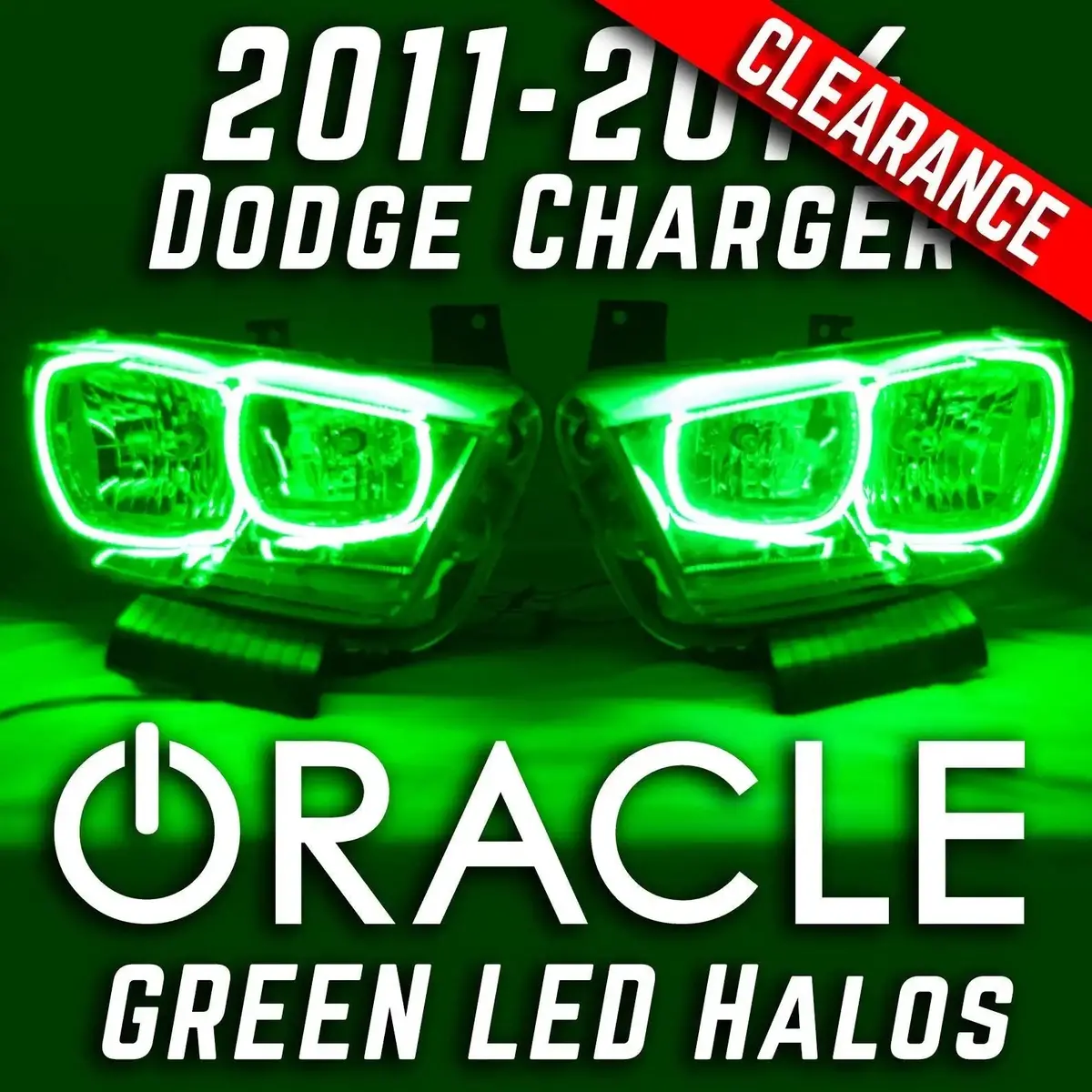 2011-2014 Dodge Charger Headlights - Oracle Green Led Halo Kit Pre-Installed 1