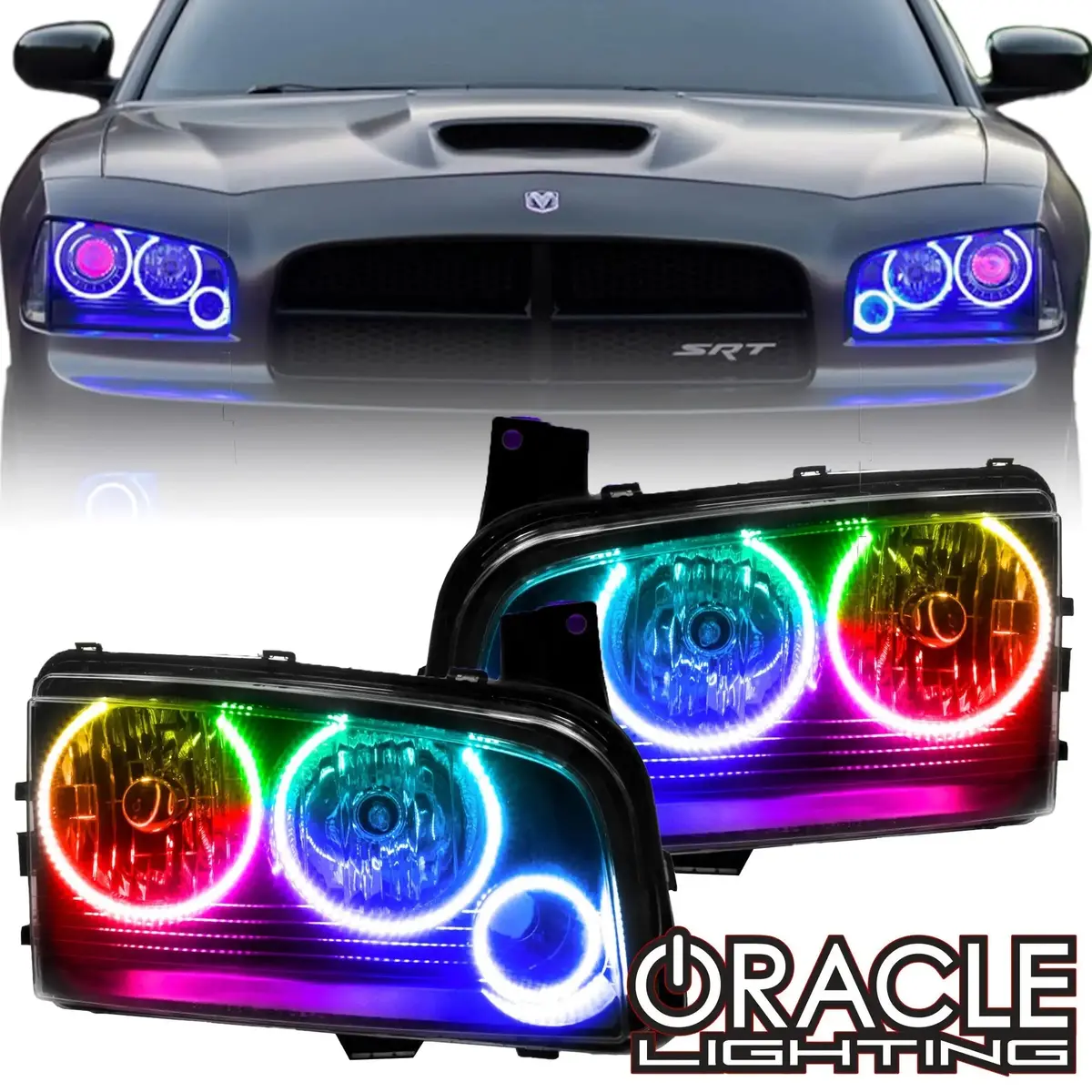 Oracle Lighting 2005-2010 Dodge Charger Led Headlight Halo Kit 1