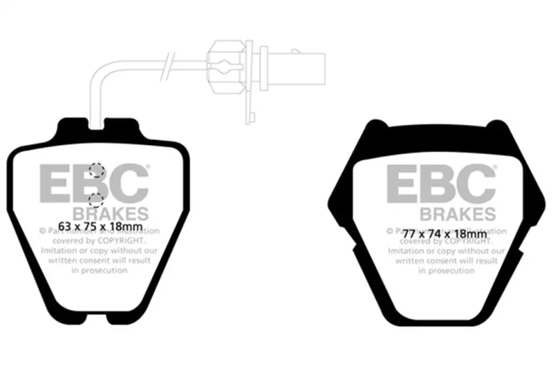 Ebc 99-01 Audi A6 Quattro 2.7 Twin Turbo Sedan (8 Pad Set) Ultimax2 Front Brake Pads 1