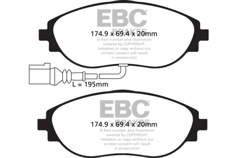 Ebc 12+ Volkswagen Cc 3.6 Ultimax2 Front Brake Pads 1