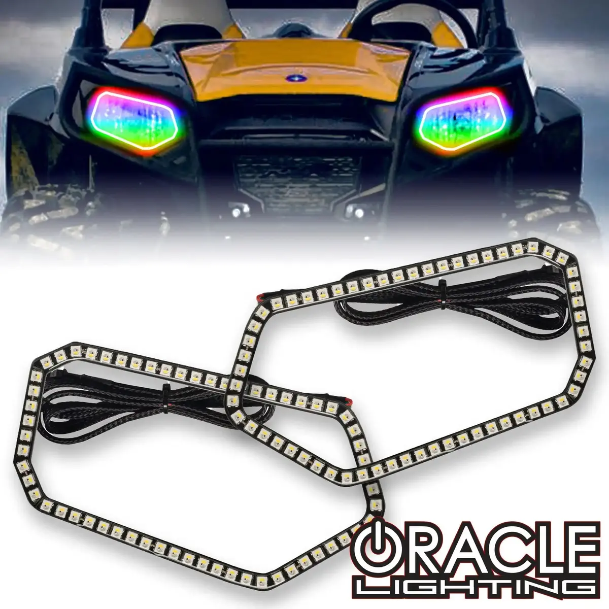 Oracle Lighting 2008-2019 Polaris Rzr 570/800/900 Dynamic Colorshift Rgb+W Headlight Halo Kit 1