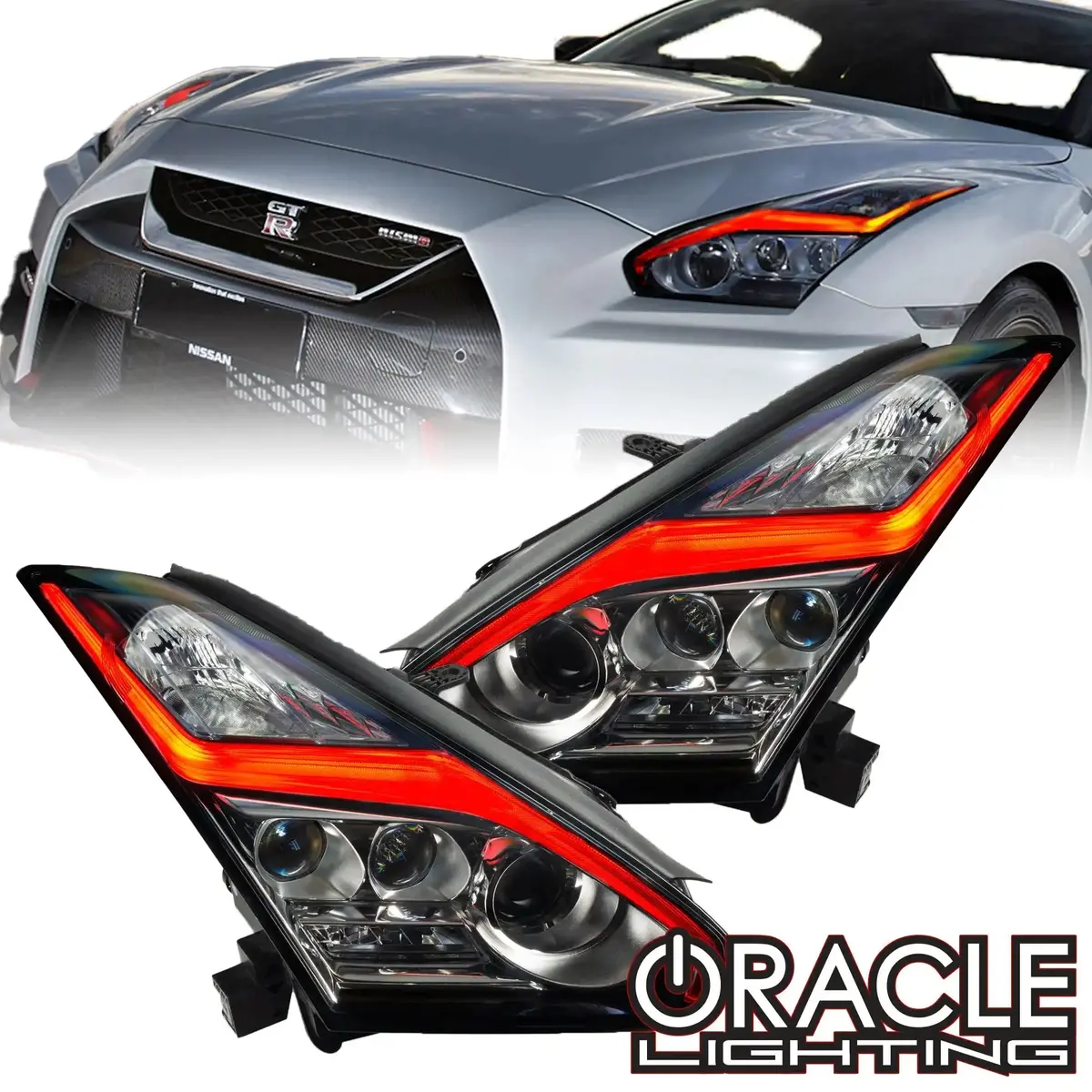 Oracle Lighting 2015-2024 Nissan Gt-R Colorshift "Lightning Bolt" Rgb+W Headlight Drl Upgrade Kit 1