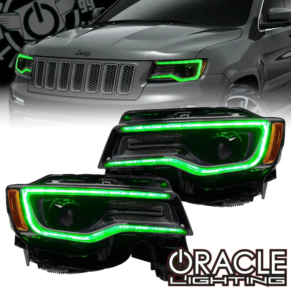 2014-2021 Jeep Grand Cherokee Dynamic Colorshift Headlight Drl Upgrade Kit 1