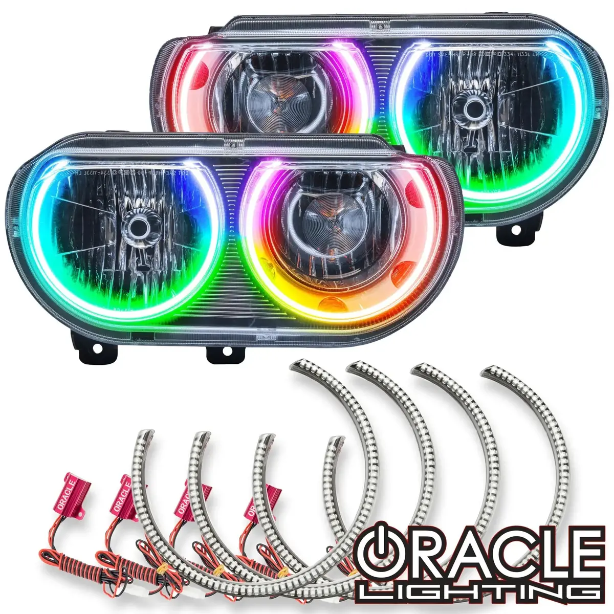 Oracle Lighting 2008-2014 Dodge Challenger Dynamic Colorshift Headlight Halo Kit - Surface Mount 1