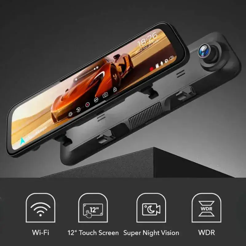 Wolfbox G840h Wi-Fi Rear View Mirror Dash Cam 1