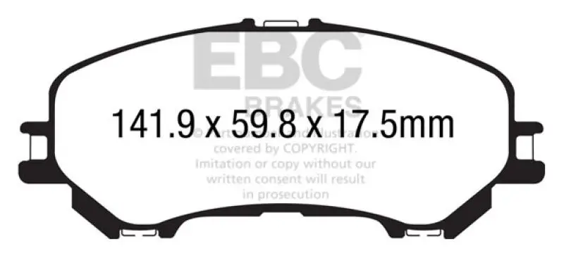 Ebc 14+ Nissan Rogue 2.5 2 Row Seating Ultimax2 Front Brake Pads 1