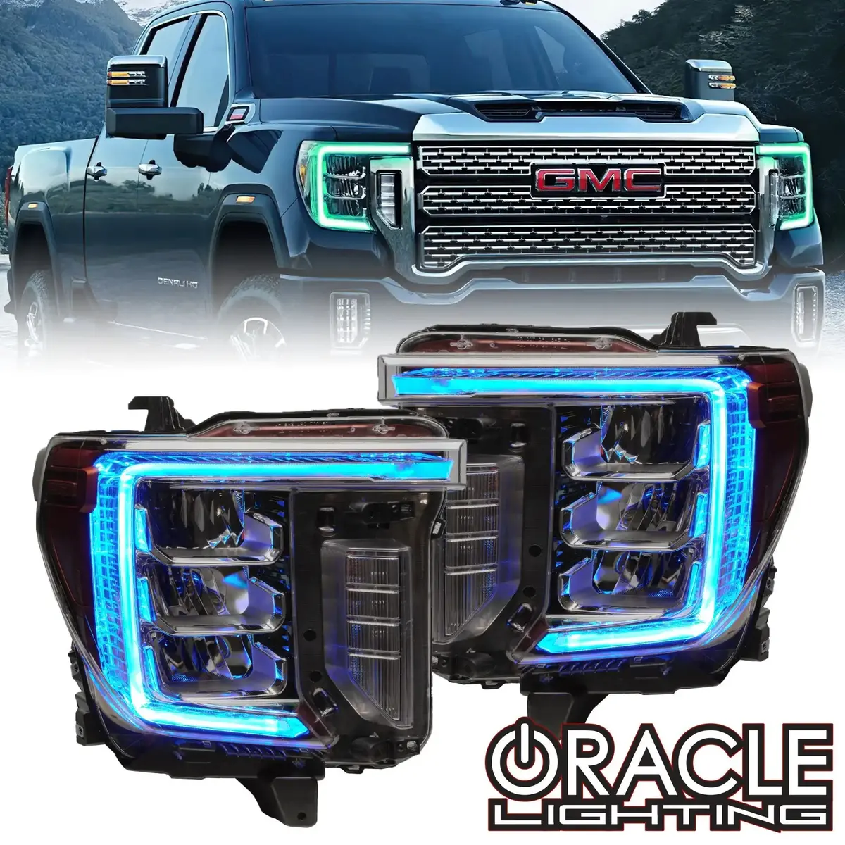 Oracle Lighting 2020-2023 Gmc Sierra 2500/3500 Hd Colorshift Rgb+W Headlight Drl Upgrade 1