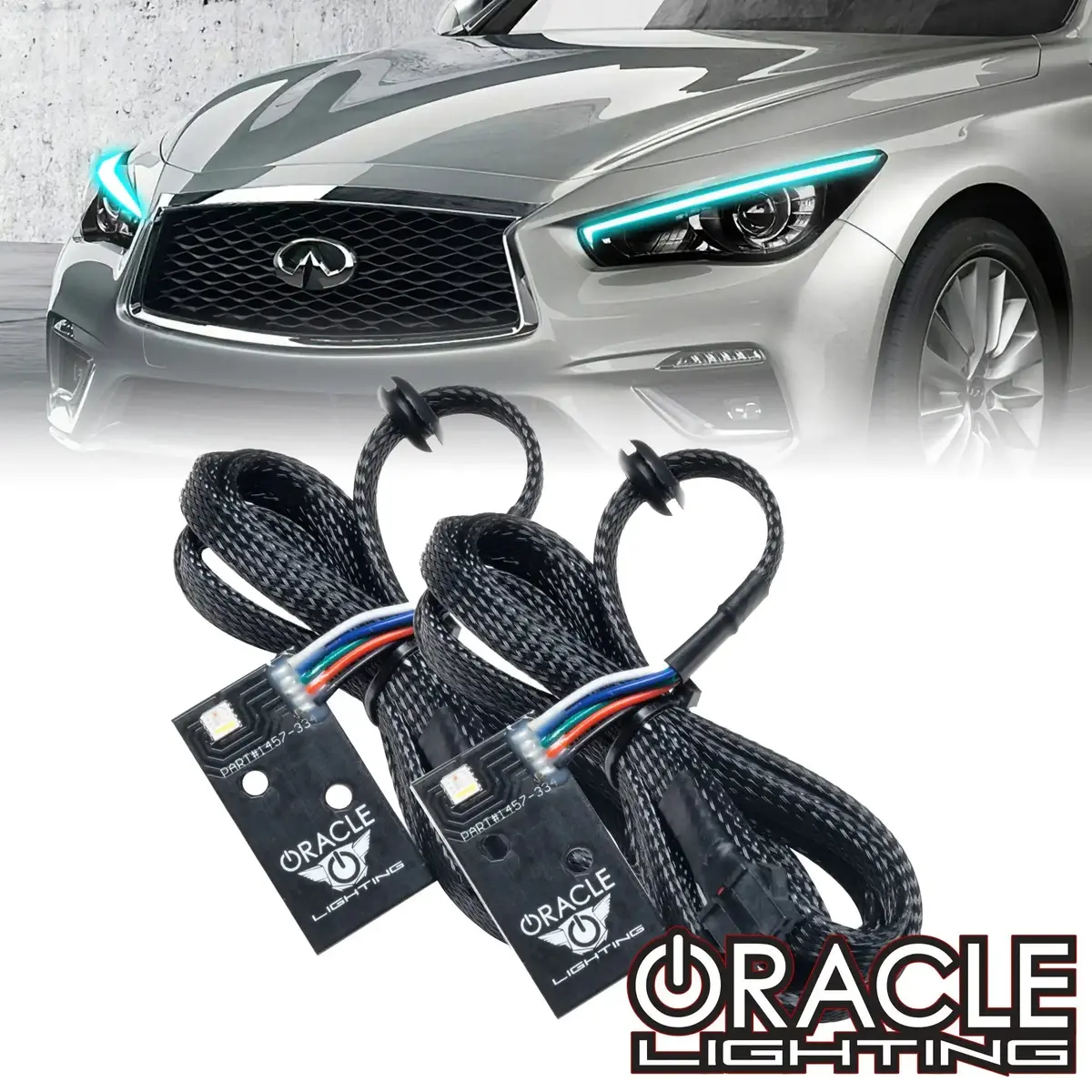 Oracle Lighting 2014-2024 Infiniti Q50 Colorshift Rgb+W Headlight Drl Upgrade Kit 1