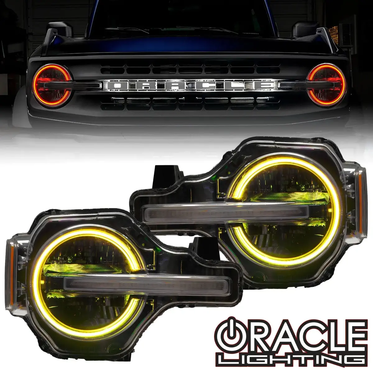 Oracle Lighting 2021-2025 Ford Bronco Colorshift Rgb+W Headlight Halo Upgrade Kit 1
