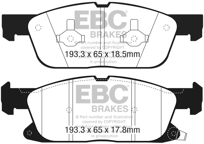 Ebc 2016+ Lincoln Continental (10Th Gen) 2.7L Twin Turbo Ultimax2 Front Brake Pads 1