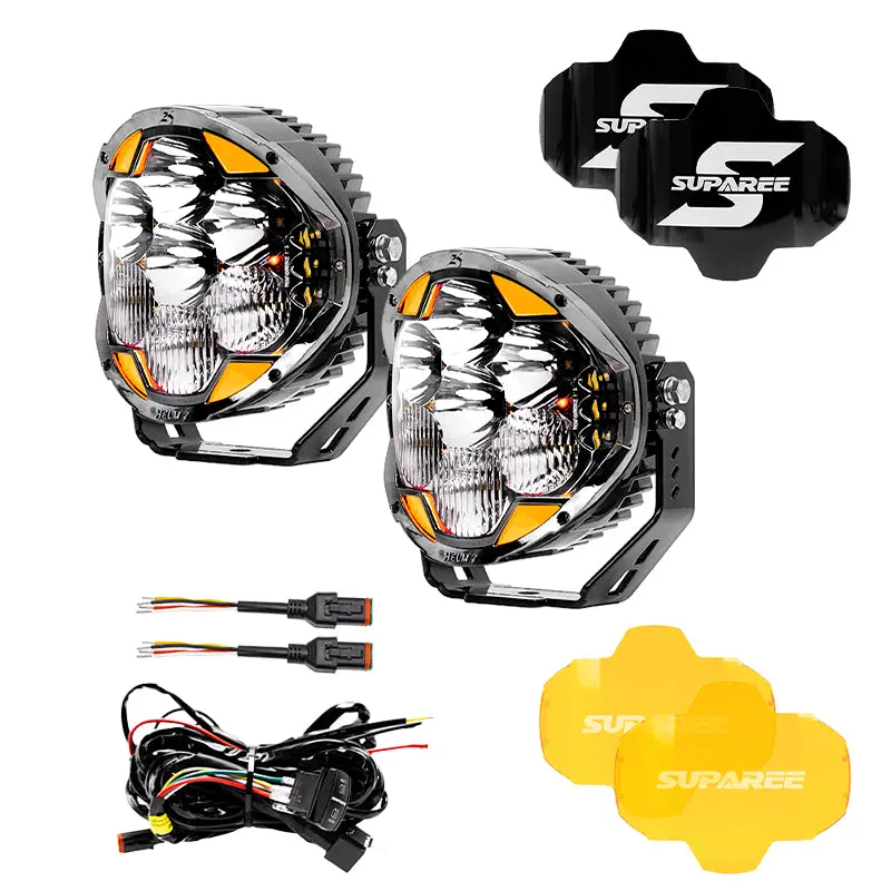Suparee Helm 7'' Led Pod Lights, 13000Lm Dual Beam With Amber Drl 1