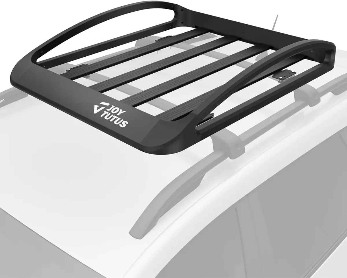 Joytutus Rust-Resistant Aluminum Roof Cargo Basket, 47" X 40" X 8", Lightweight Roof Rack Carrier, Universal Roof Cargo Basket With 150 Lbs Load Capacity, Fits Suvs, Trucks, And Cars, Black 1