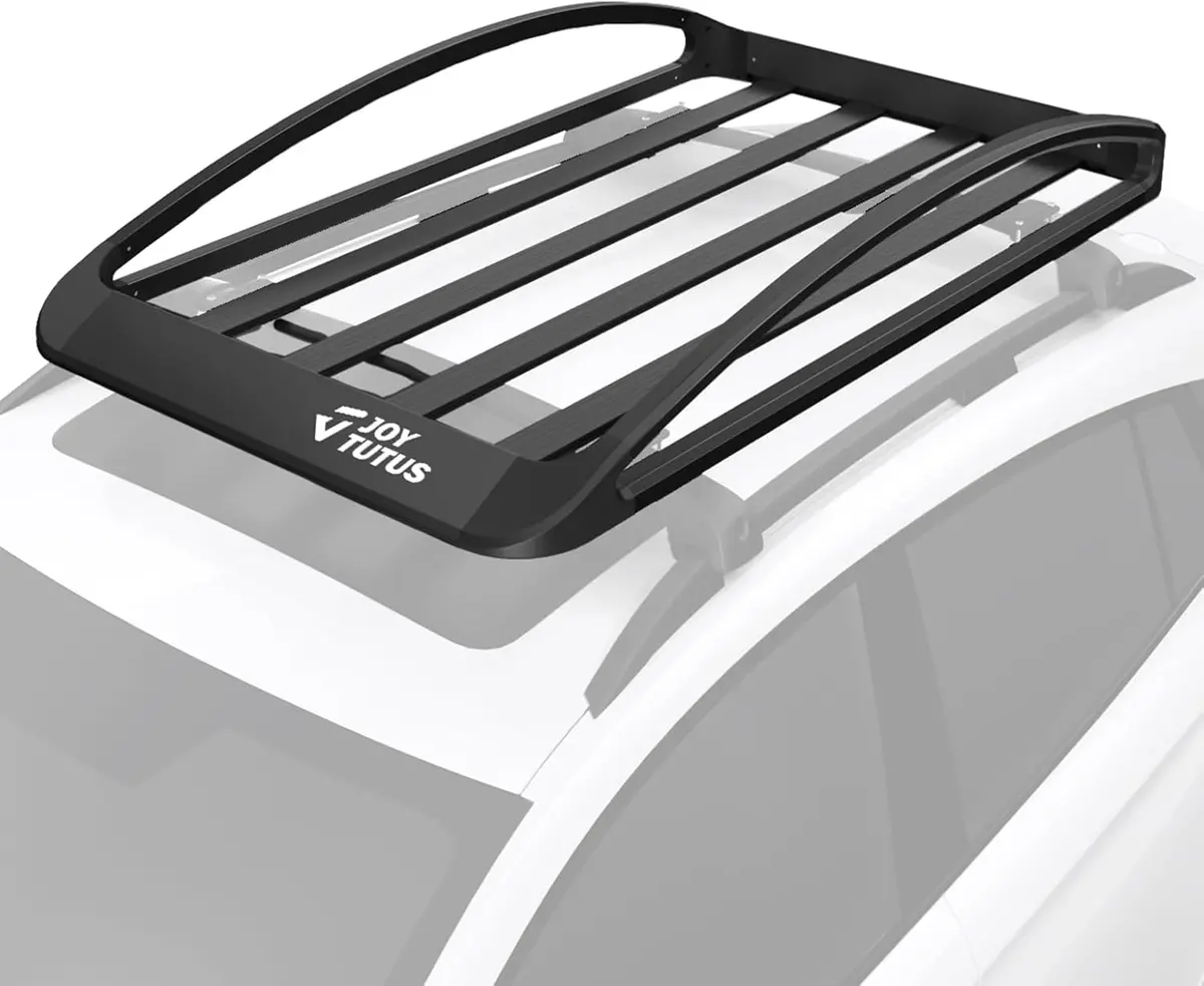 Joytutus Rust-Resistant Aluminum Roof Cargo Basket, 64" X 40" X 8", Lightweight Roof Rack Cargo Carrier, Universal Roof Basket, 150 Lbs Load Capacity, Fits Suvs, Trucks, And Cars, Black 1
