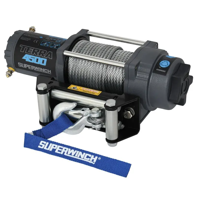 Superwinch Terra 4500 Electric Winch – 4,500 Lb Capacity, 12V Dc, 15/64" X 50 Ft Steel Rope, Gray Wrinkle Finish 1