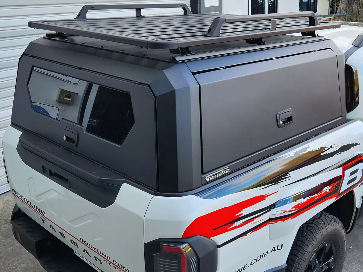 Kia Tasman 2024+ Black Titan Pro Hybrid Canopy - Stainless Steel Alloy Modular 1