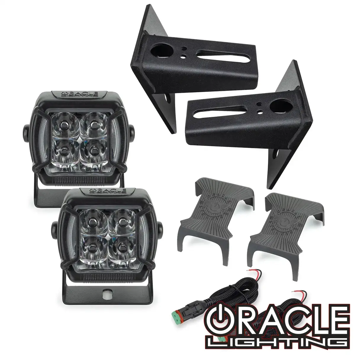 Oracle Jeep Jk Lower Windshield Light Mount Brackets + Lights Combo 1
