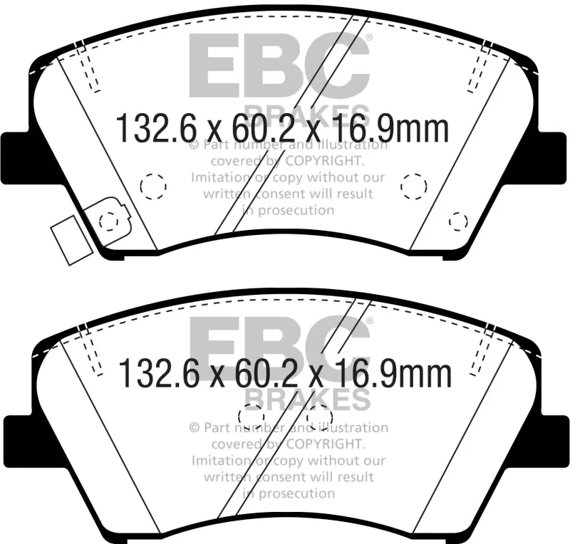 Ebc 2017+ Hyundai Elantra 1.4L Turbo Ultimax2 Front Brake Pads 1