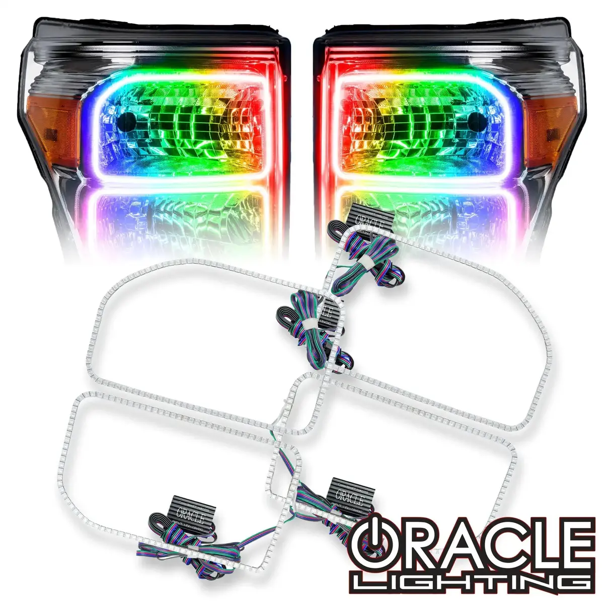 2011-2016 Ford F-250/F-350 Super Duty Oracle Dynamic Colorshift Headlight Halo Kit (Square Ring Design) 1