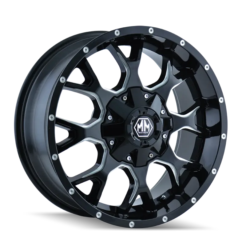 Mayhem 8015 Warrior 17X9 / 6X135 Bp / -12Mm Offset / 106Mm Hub Black W/ Milled Spokes Wheel 1