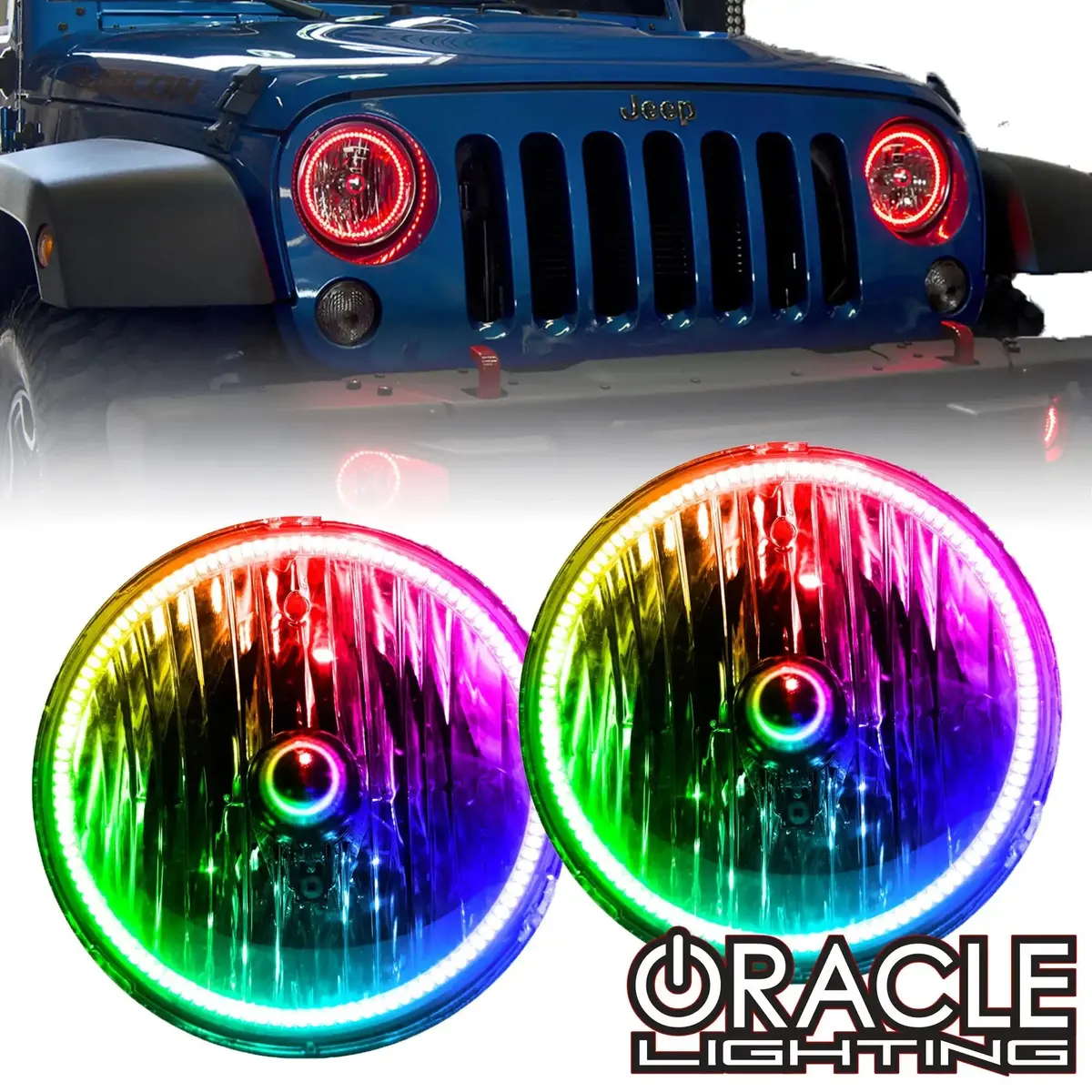 Oracle Lighting 2007-2017 Jeep Wrangler Jk Led Headlight Halo Kit 1