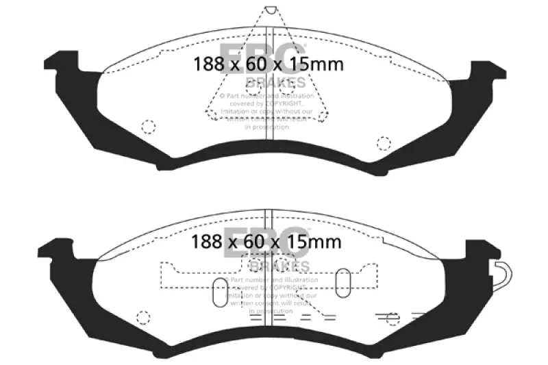 Ebc 89-91 Ford Thunderbird 3.8 Ultimax2 Front Brake Pads 1