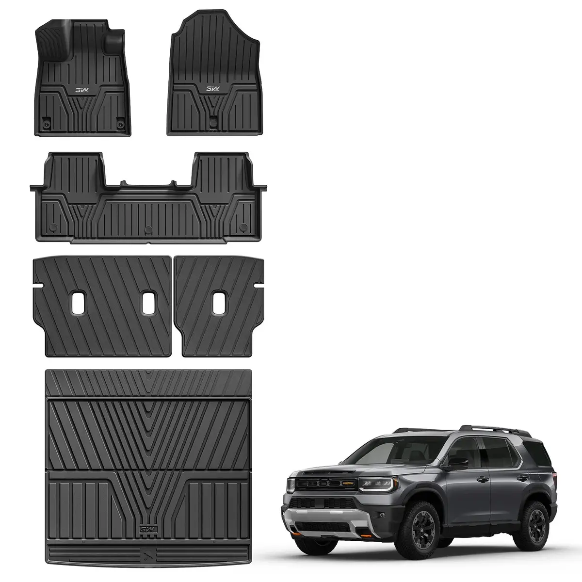 3W Honda Passport 2026 Floor Mats / Cargo Liner Custom Mats Thorex™ All-Weather Protection 1