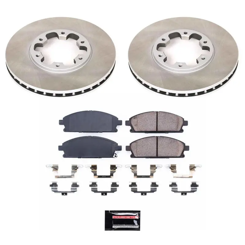 Power Stop 96-98 Nissan Pathfinder Front Semi-Coated Rotor Kit 1