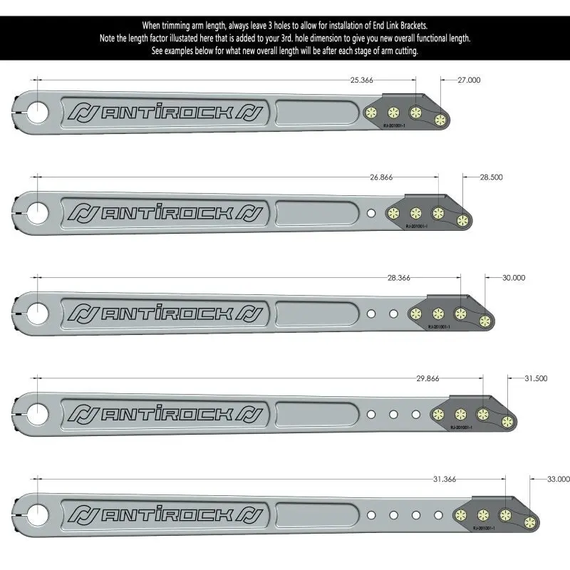 Rockjock Billet Aluminum Antirock Pre-Runner Sway Bar Arms (33.67In Oal 35 Spline) W/ Hardware 1