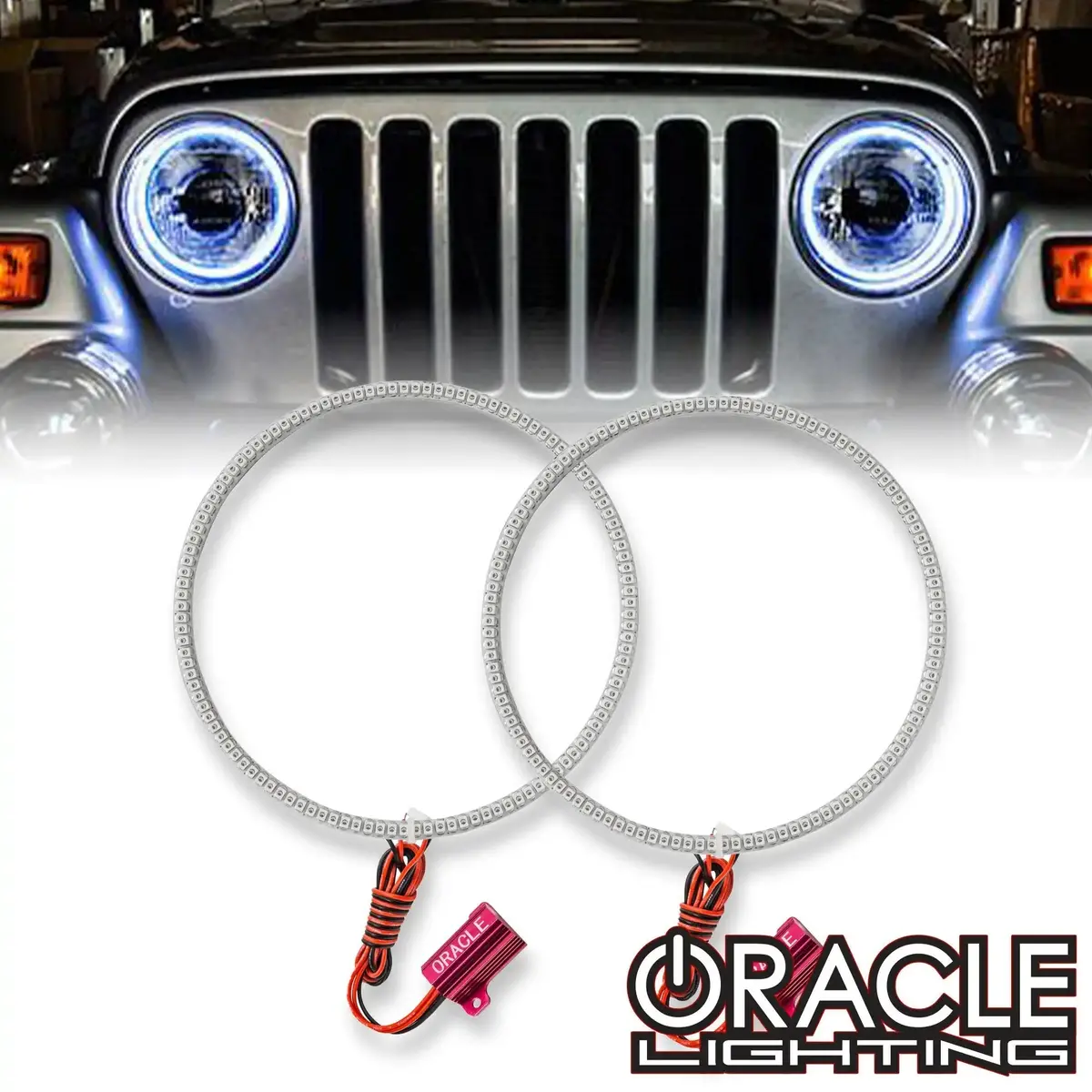1997-2006 Jeep Wrangler Tj Oracle Led Headlight Halo Kit- Waterproof Surface Mount 1