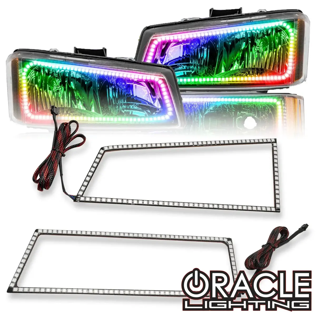 Oracle Lighting 2003-2006 Chevy Silverado Colorshift  Dual Halo Headlight Kit 1