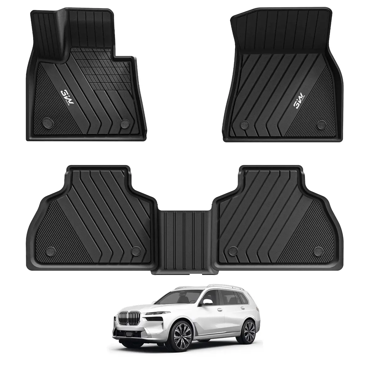 3W Bmw X7 2019-2026 7 Seats 1St & 2Nd Row Custom Floor Mats Thorex™ All-Weather Protection 1