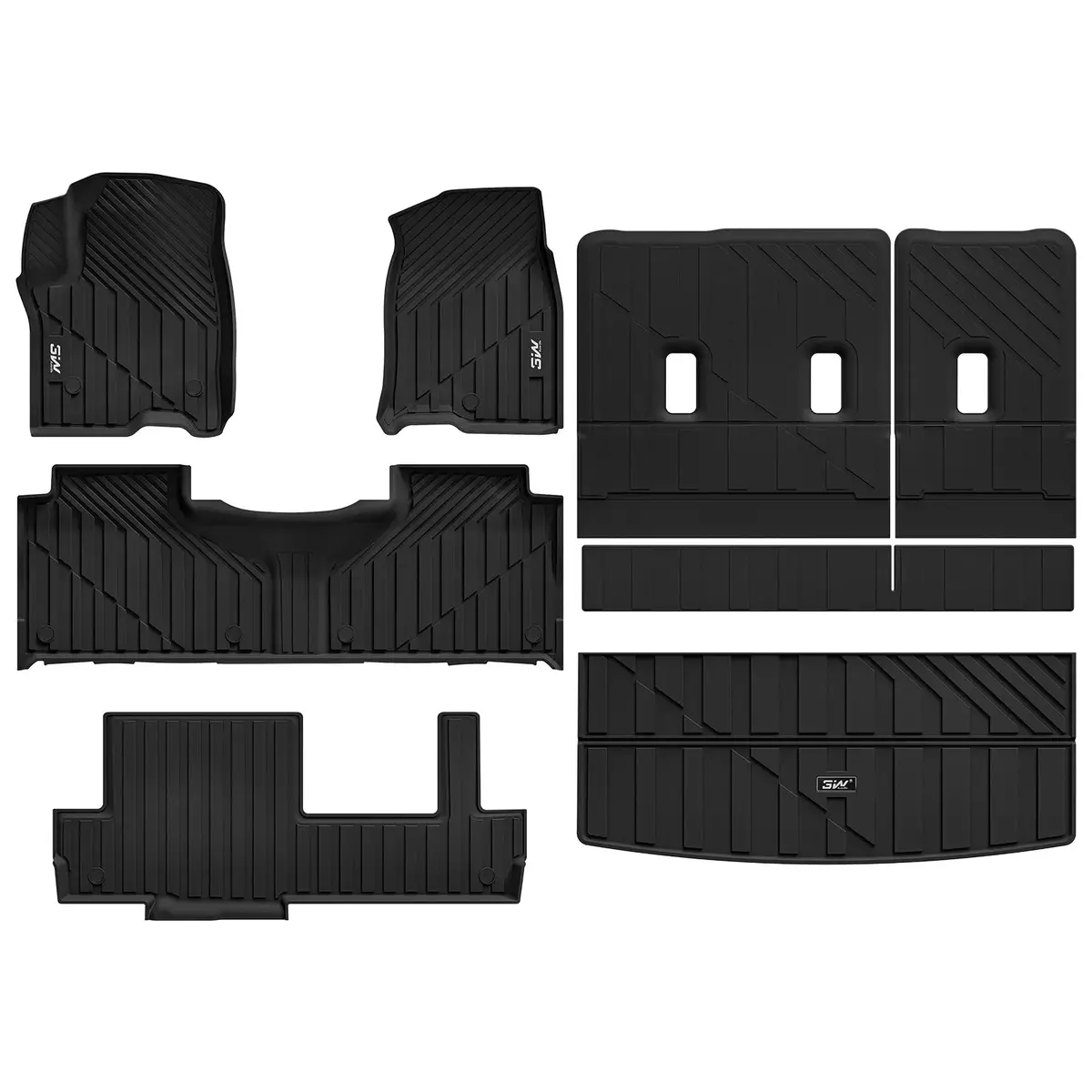 3W Chevy Tahoe 2021-2026/ Gmc Yukon / Cadillac Escalade (Only For 8 Seats) 2021-2026 Floor Mats/ Cargo Liner Thorex™ All-Weather Protection 3