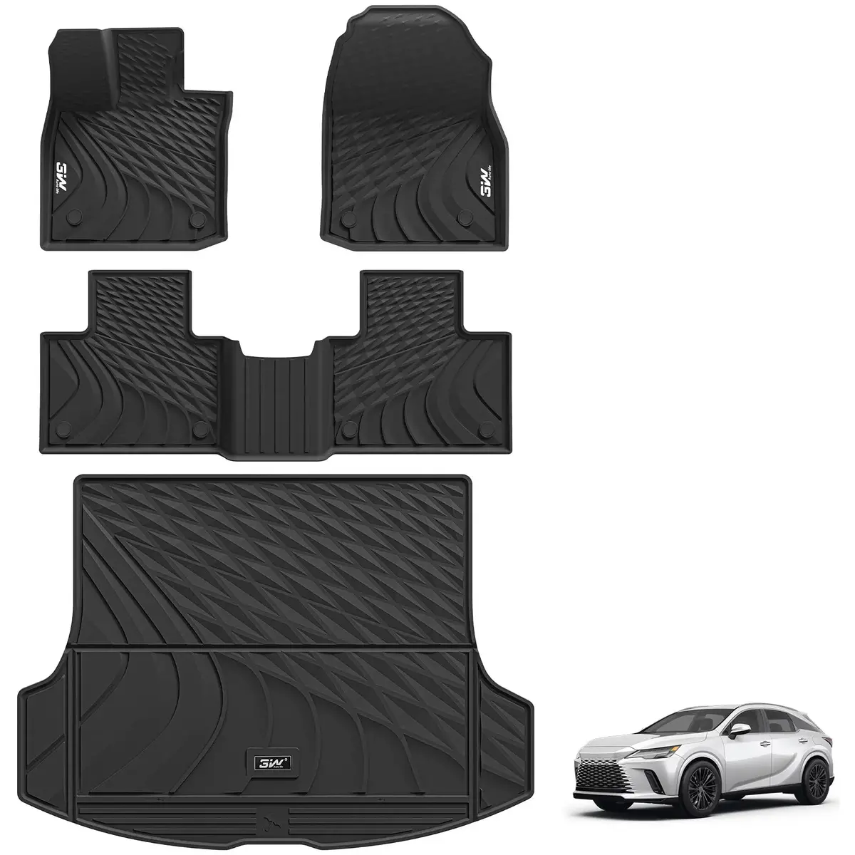 3W Lexus Rx 2023-2026 Rx/Rx350/Rx350h/Rx500h (Not For Rx450h+ Phev) Custom Floor Mats / Trunk Mat Thorex™ All-Weather Protection 1