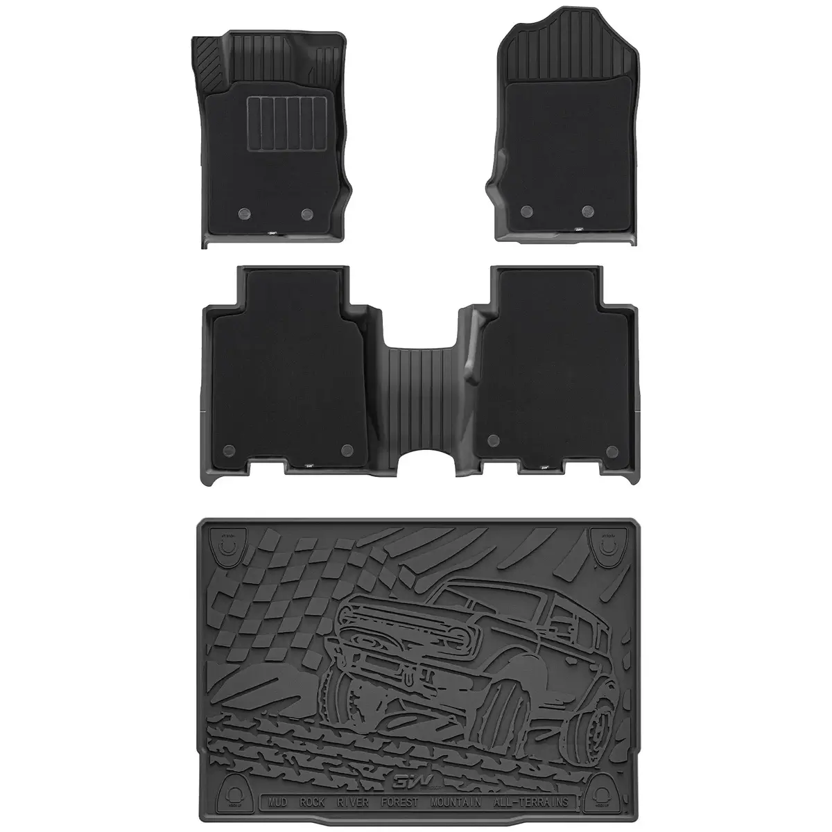 3W Ford Bronco 4-Door 2021-2026 Floor Mats / Trunk Mat Thorex™ All-Weather Protection 6