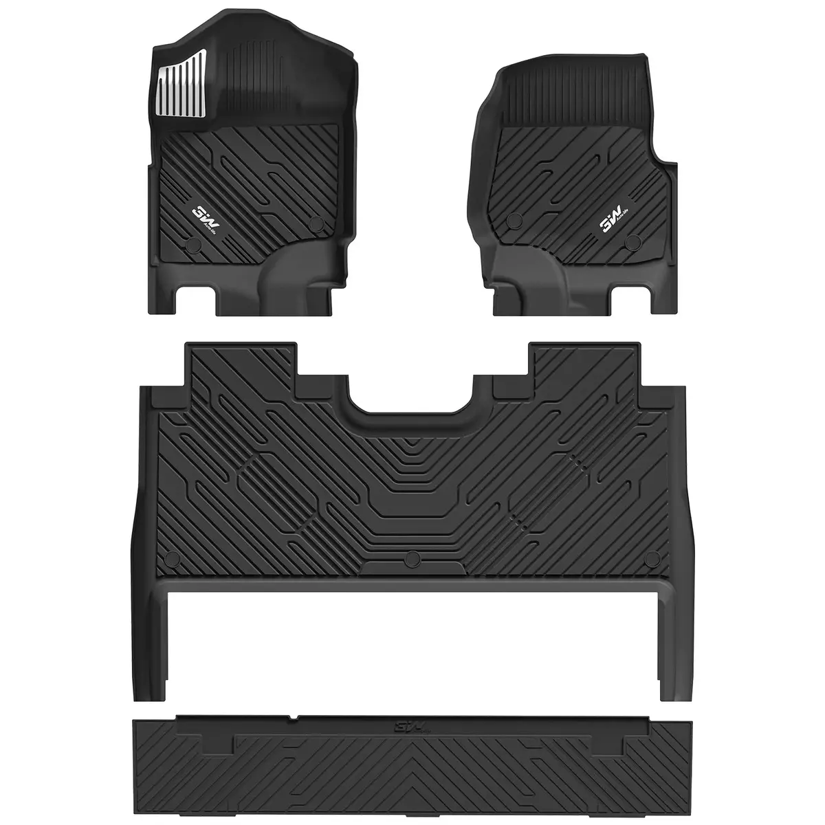 3W All-Weather Thorex™ Floor Mats Fit Ford F150 / F-150 Lightning Supercrew Cab 2015-2026 (With Original Folding Under-Seat Storage Box) 3