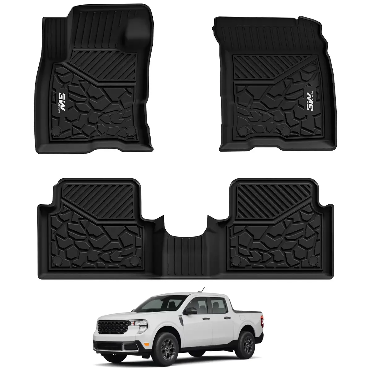 3W Ford Maverick (Only Fits Gasoline Models) 2022-2026 Custom Floor Mats Thorex™ All-Weather Protect 1