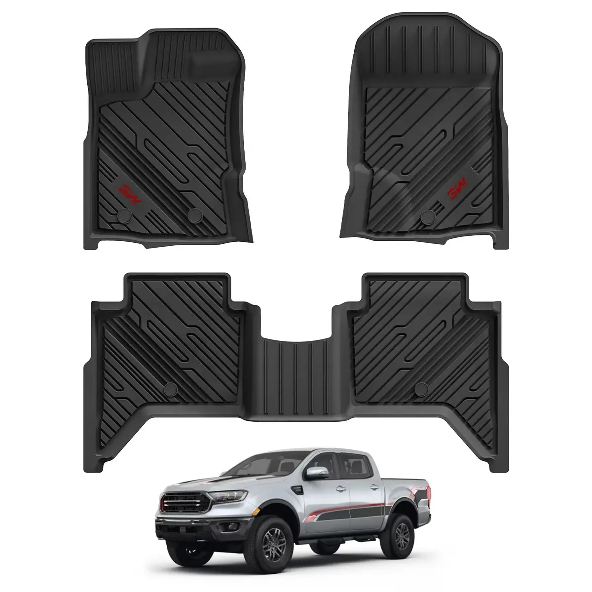 3W Ford Ranger 2019-2023 Custom Floor Mats Thorex™ All-Weather Protection 1