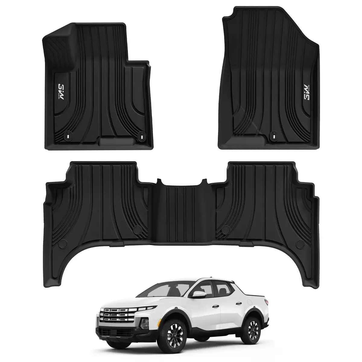 3W Hyundai Santa Cruz 2022-2026 Custom Pickup Floor Mats Thorex™ All-Weather Protection 1
