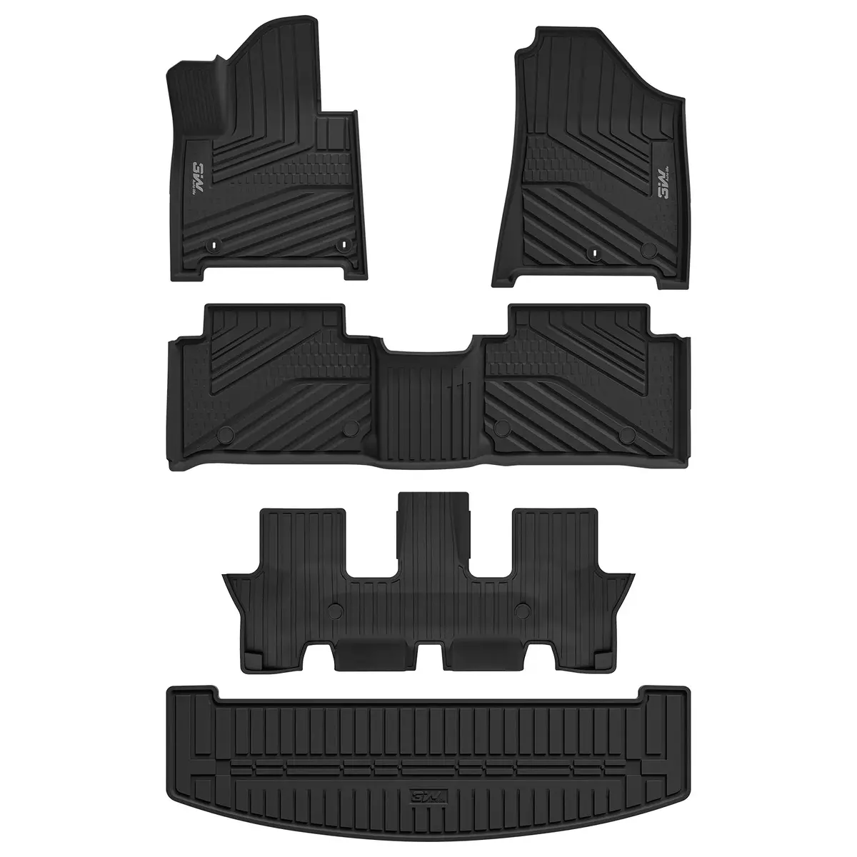 3W Hyundai Santa Fe 7 Seat 2024-2026 (Only Gasoline Vehicle) Custom Floor Mats/ Trunk Mat Thorex™ All-Weather Protection 3