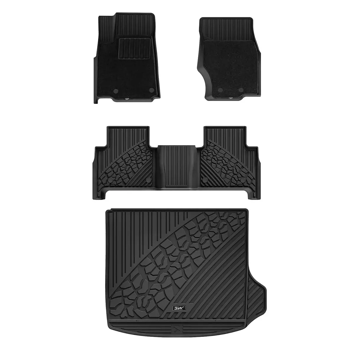 3W Jeep Grand Cherokee 2022-2026 (Non L Or Wk) 5-Seat Only Custom Floor Mats With Double Layer Carpet / Trunk Mat Thorex™ All-Weather Protection 1