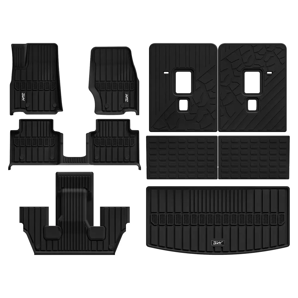 3W Jeep Grand Cherokee L 6 Seat 2021-2026 Custom Floor Mats / Trunk Mat Thorex™ All-Weather Protection 4