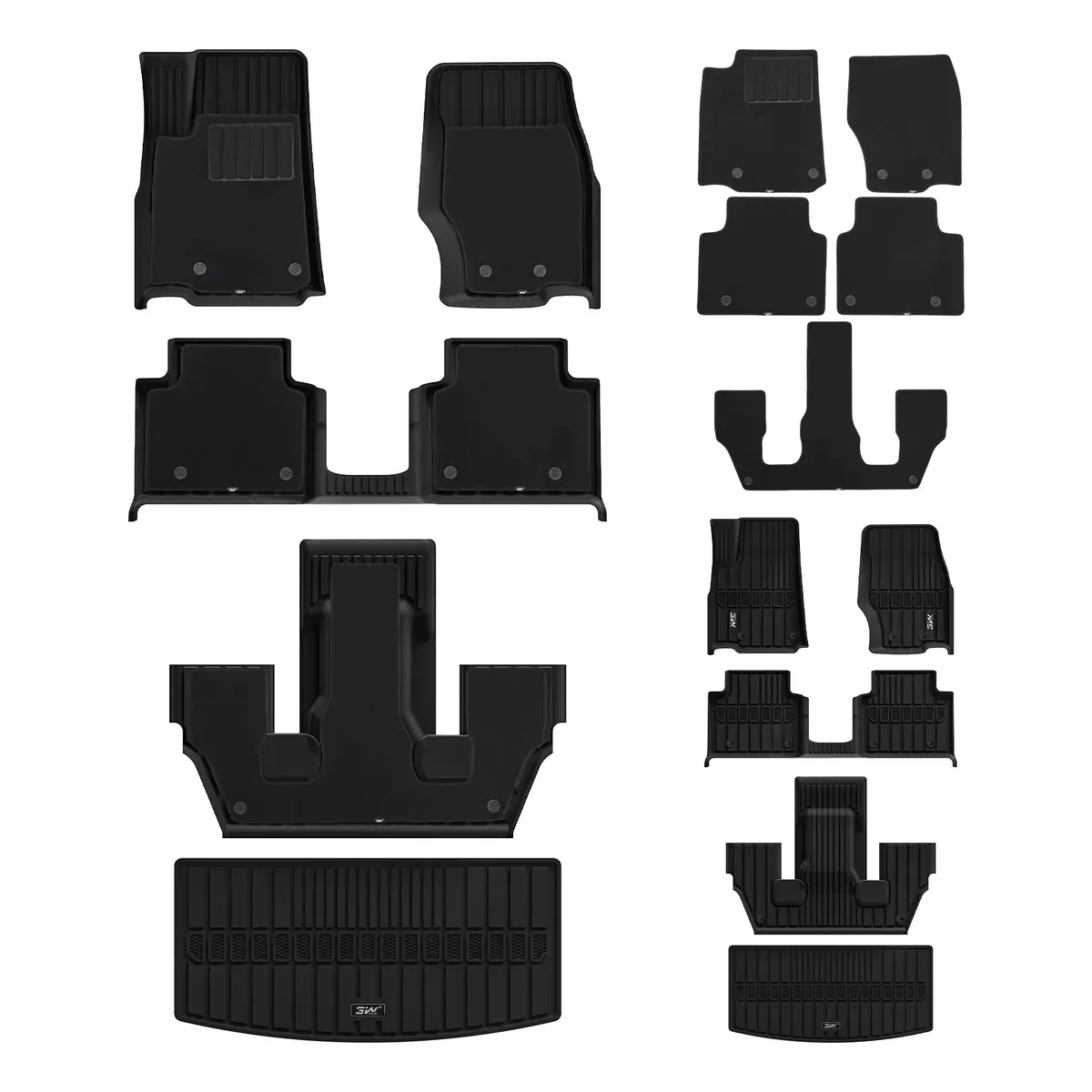 3W Jeep Grand Cherokee L 6 Seat 2021-2026 Custom Floor Mats With Double Layer Carpet / Trunk Mat Thorex™ All-Weather Protection 2