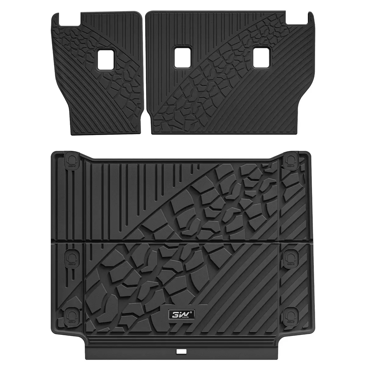 3W Jeep Wrangler 4Xe Custom Floor Mats / Trunk Mat 2021-2026 Hybrid 4 Door Thorex™ All-Weather Protection 3