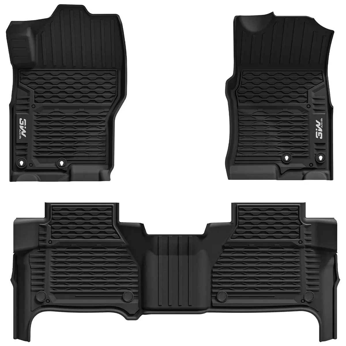 3W Floor Mats/ Truck Bed Mats For Nissan Frontier Crew Cab 2022-2026 (Not For 2Nd With Under Seat Speaker) Thorex™ All-Weather Protection 3